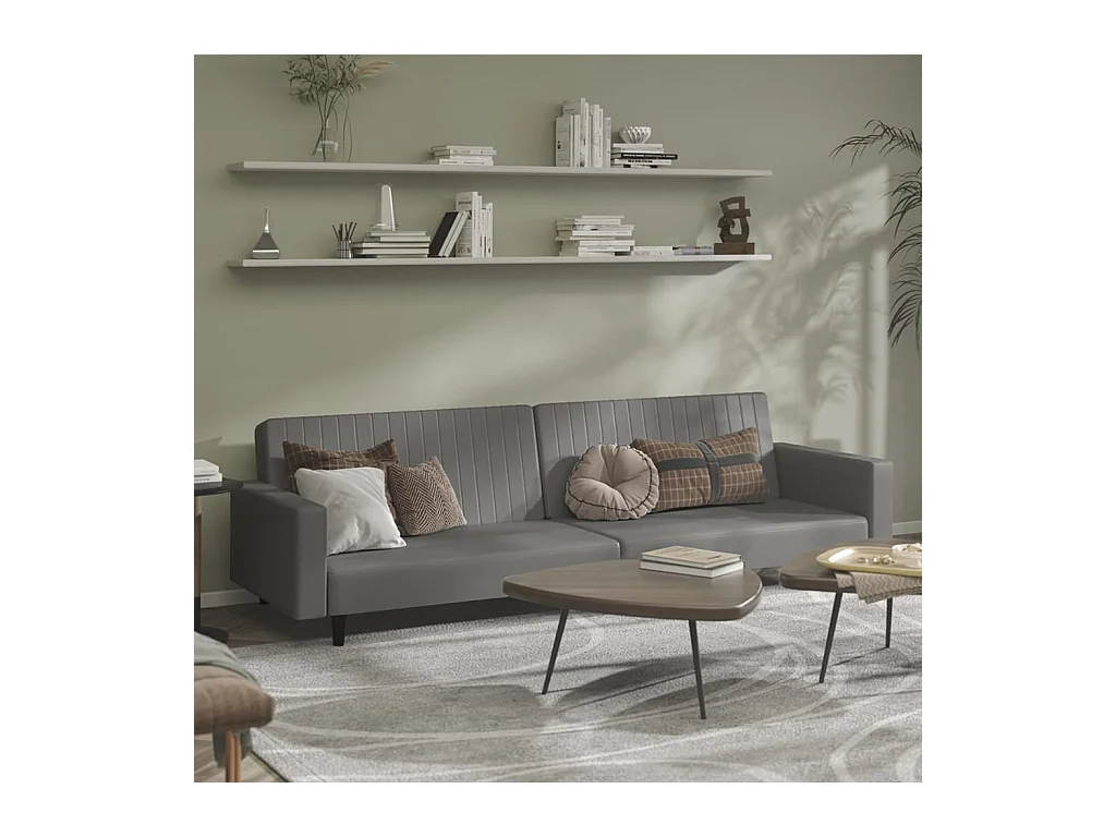 Canapé convertible 2 places gris similicuir FR34292