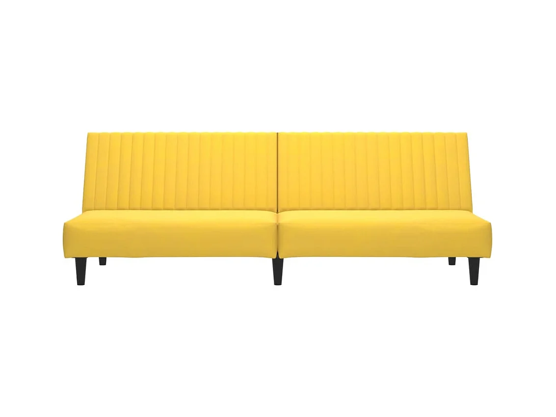 Canapé convertible 2 places jaune velours FR28195