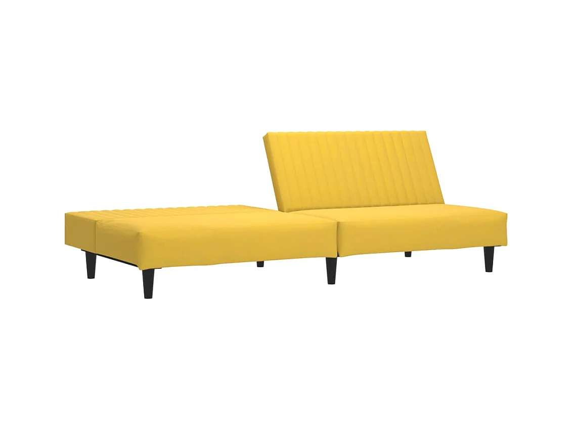 Canapé convertible 2 places jaune velours FR28195