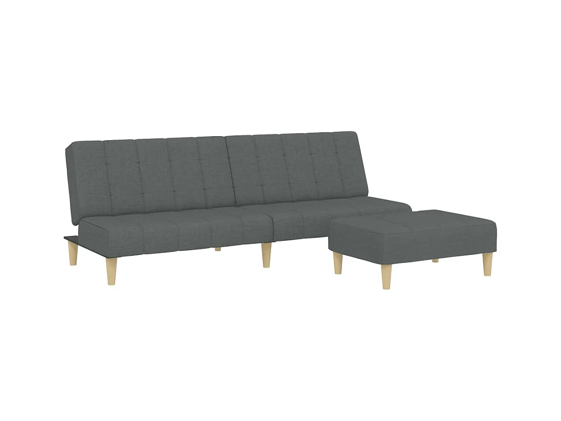 Canapé convertible à 2 places avec repose-pied gris foncé tissu FR64820