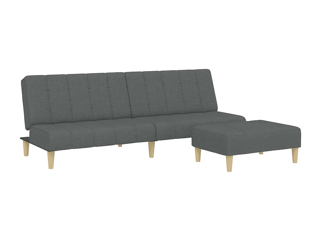 Canapé convertible à 2 places avec repose-pied gris foncé tissu FR64820