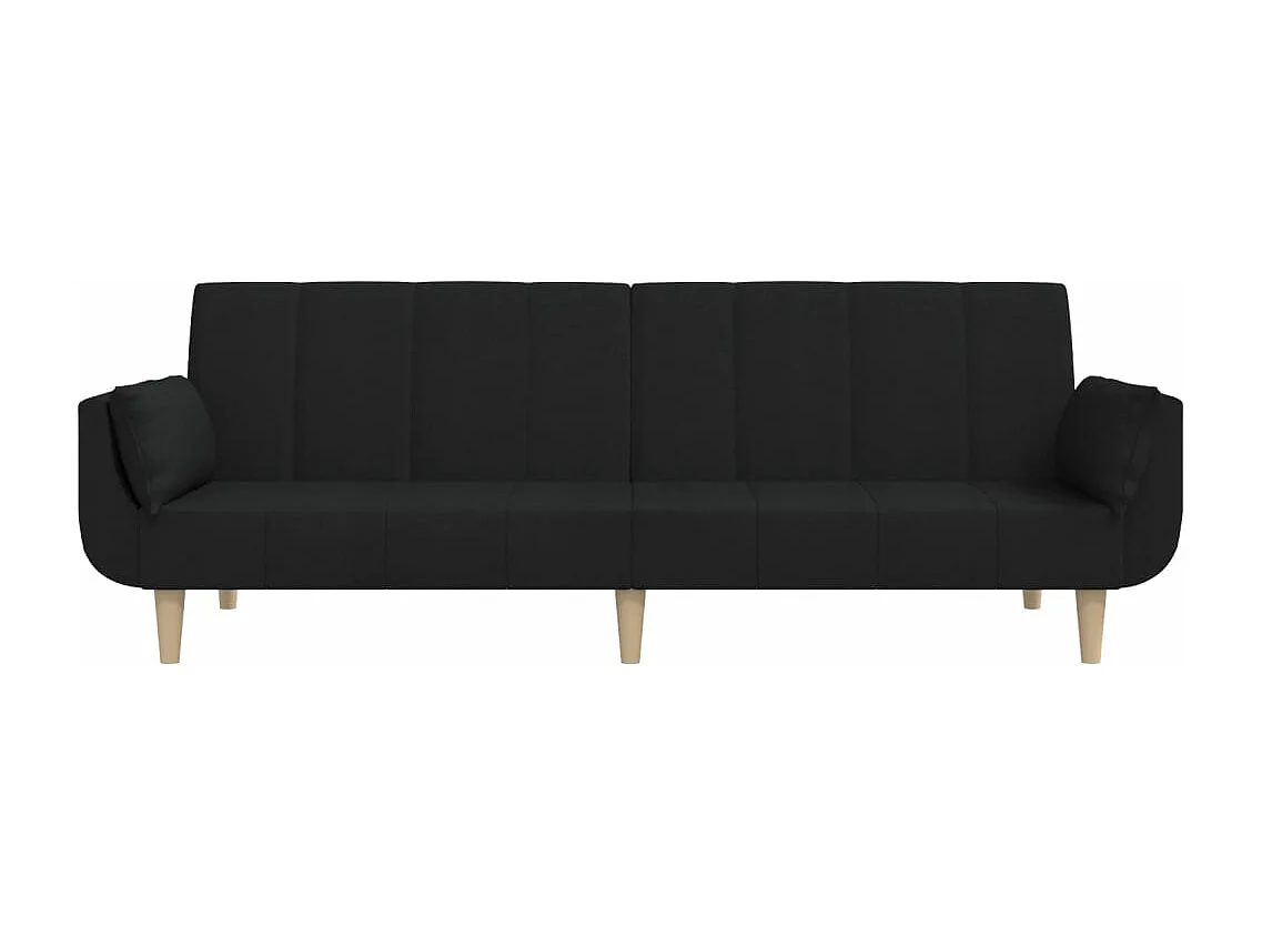 Canapé convertible à 2 places avec deux oreillers noir tissu FR90284