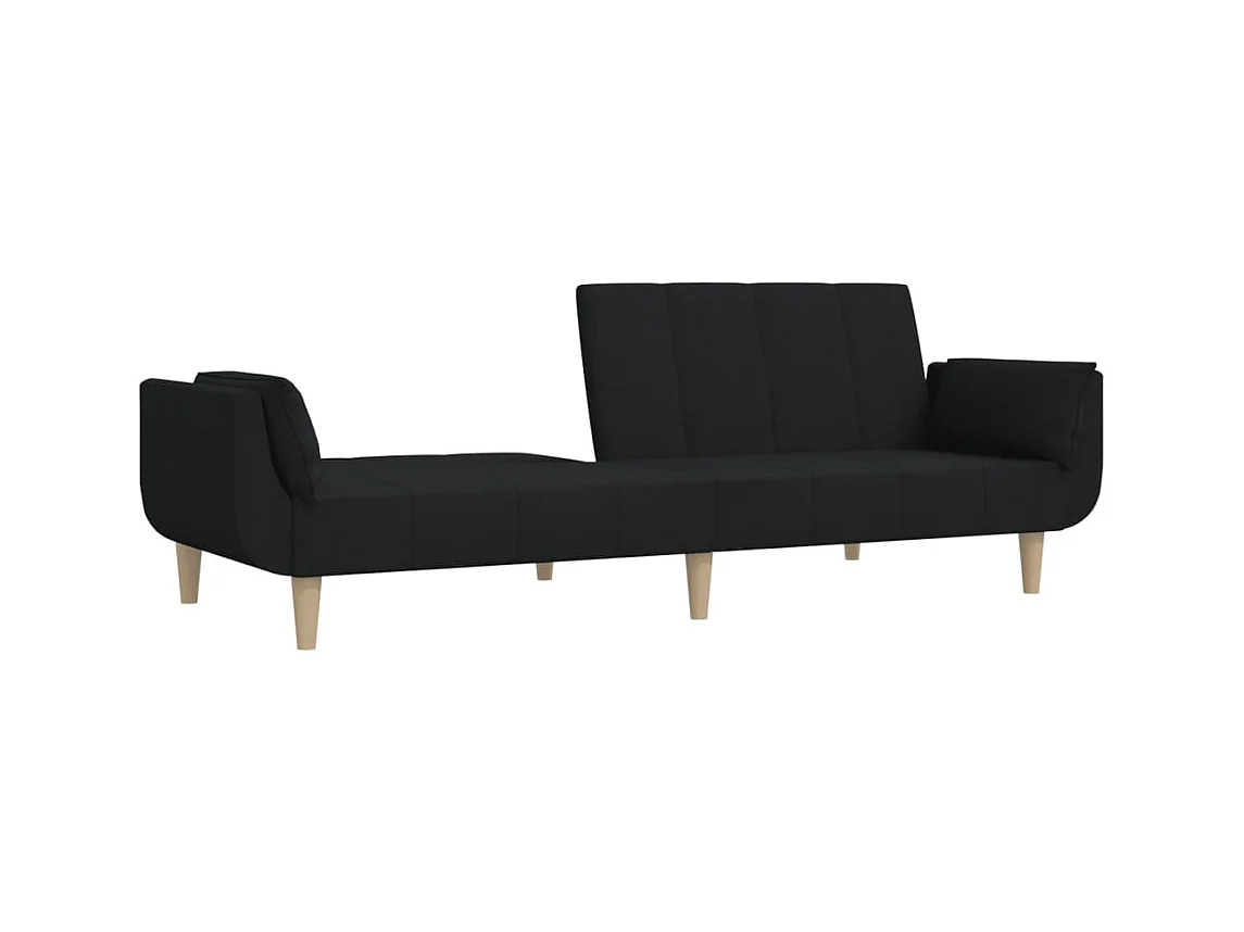 Canapé convertible à 2 places avec deux oreillers noir tissu FR90284