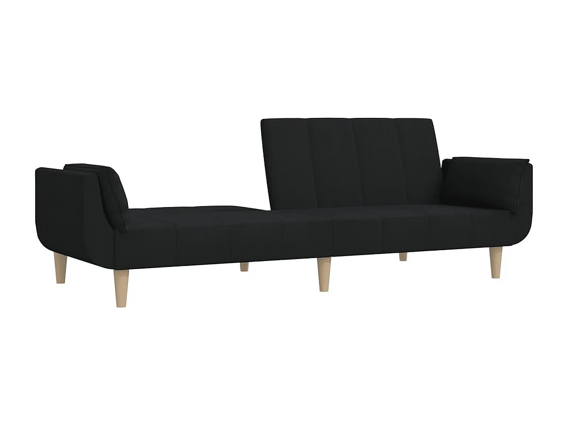 Canapé convertible à 2 places avec deux oreillers noir tissu FR90284