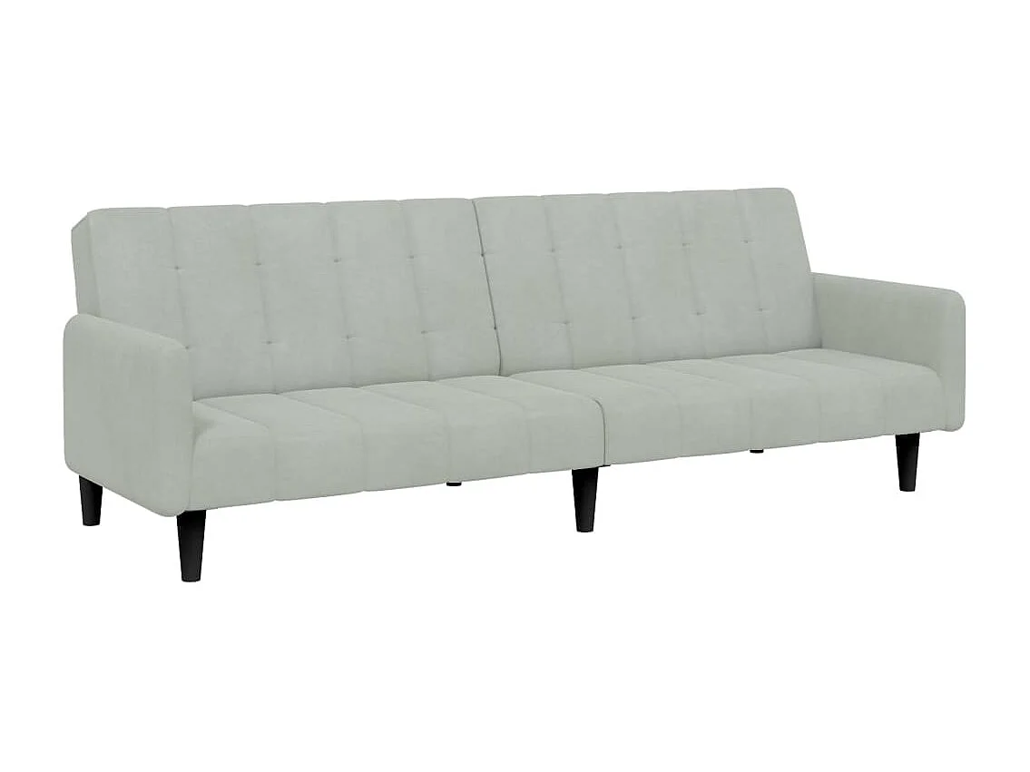 Canapé convertible à 2 places avec repose-pied gris clair velours FR22091