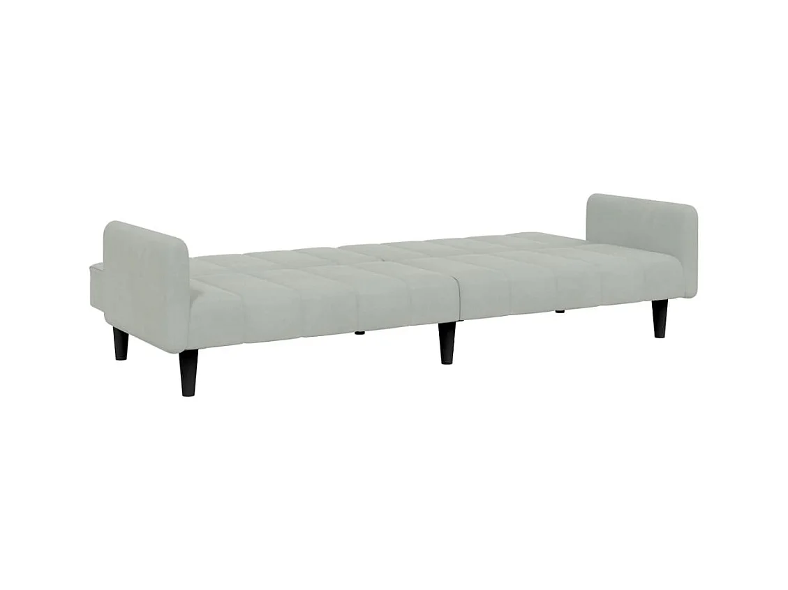 Canapé convertible à 2 places avec repose-pied gris clair velours FR22091