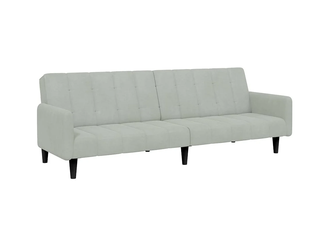 Canapé convertible à 2 places avec repose-pied gris clair velours FR22091