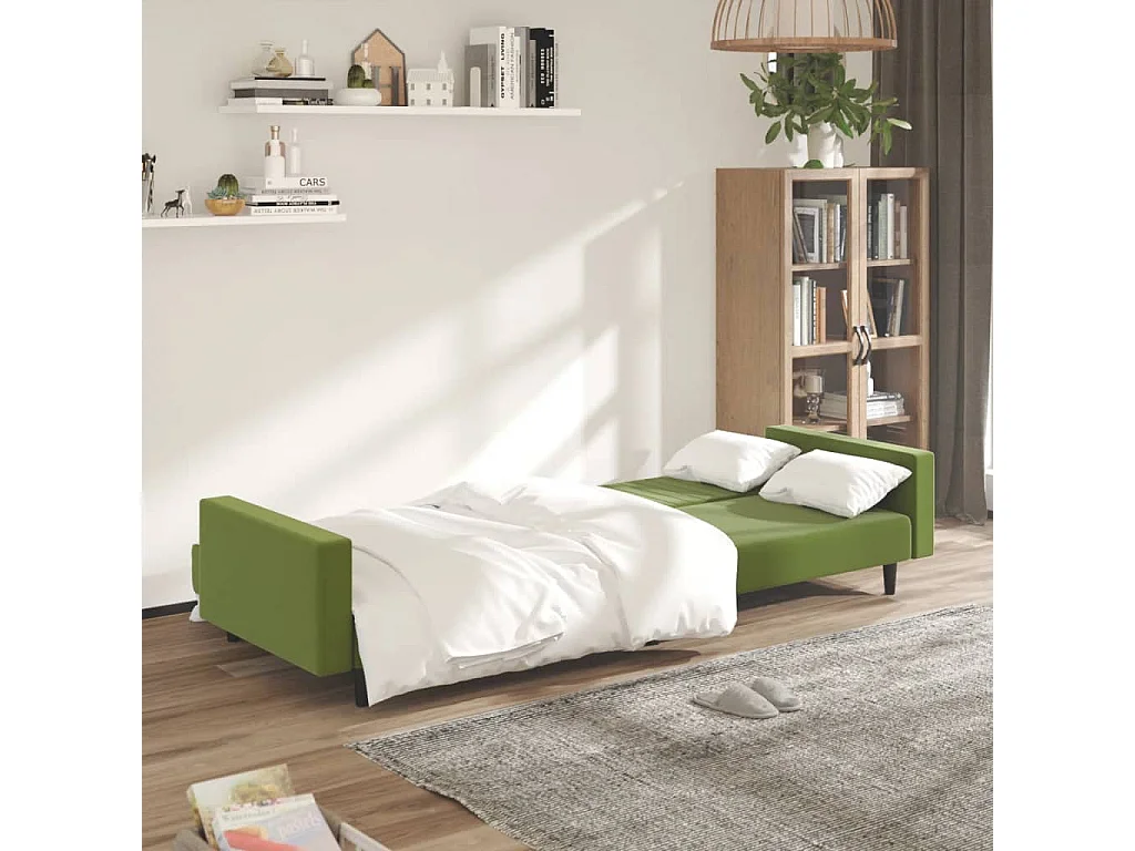 Canapé convertible à 2 places vert clair velours FR82629