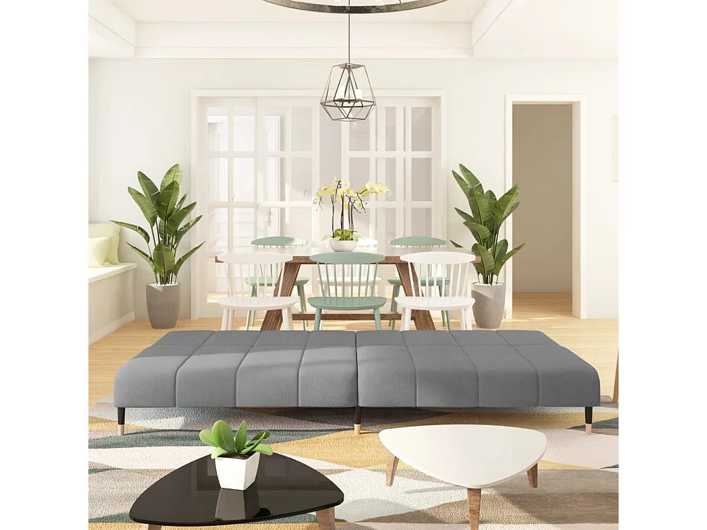 Canapé convertible à 2 places gris clair velours FR66998