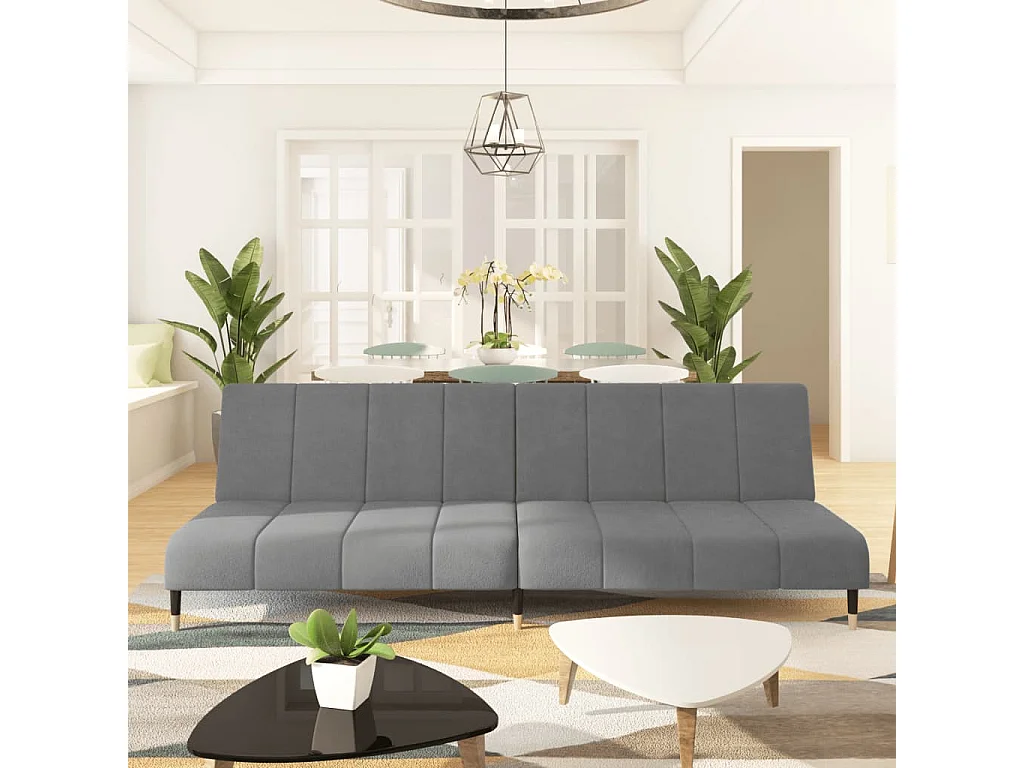 Canapé convertible à 2 places gris clair velours FR66998