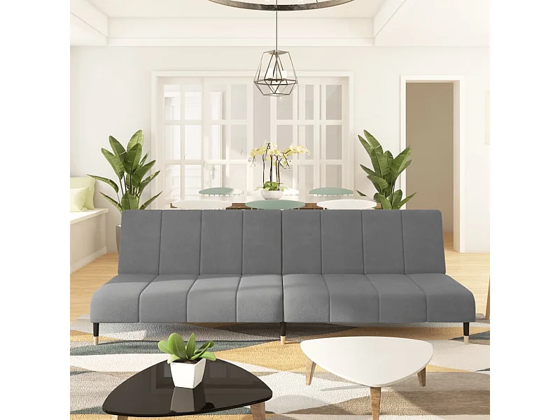 Canapé convertible à 2 places gris clair velours FR66998