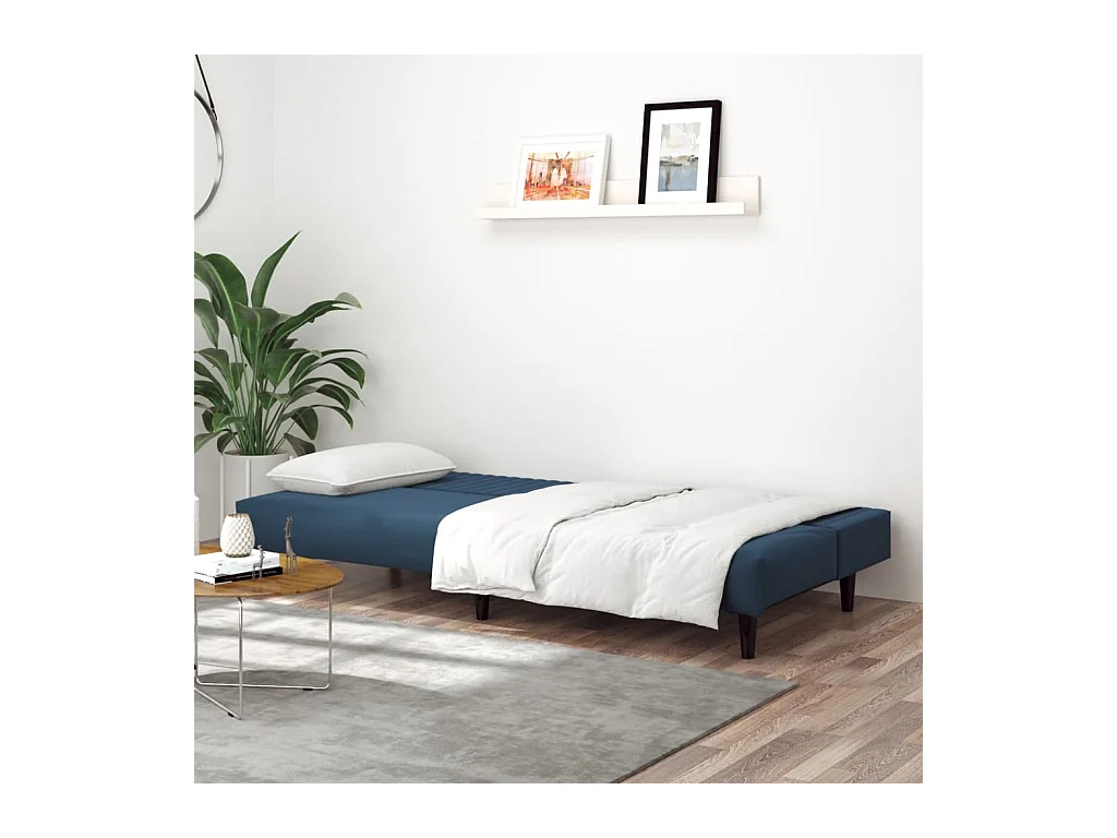 Canapé convertible à 2 places Bleu Velours FR47989