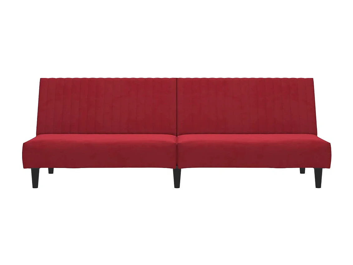 Canapé convertible 2 places rouge bordeaux velours FR74303