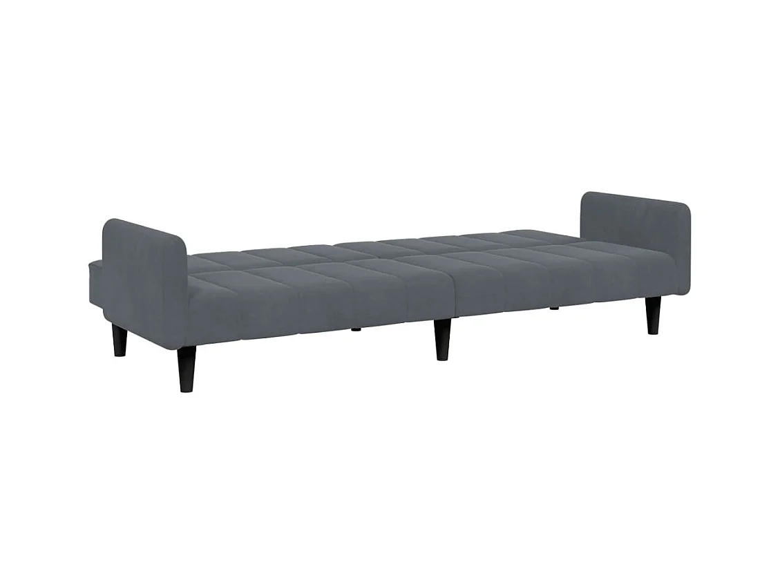 Canapé convertible à 2 places avec repose-pied gris foncé velours FR90524