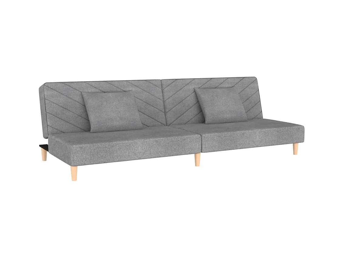 Canapé convertible à 2 places avec deux oreillers gris clair tissu FR59815
