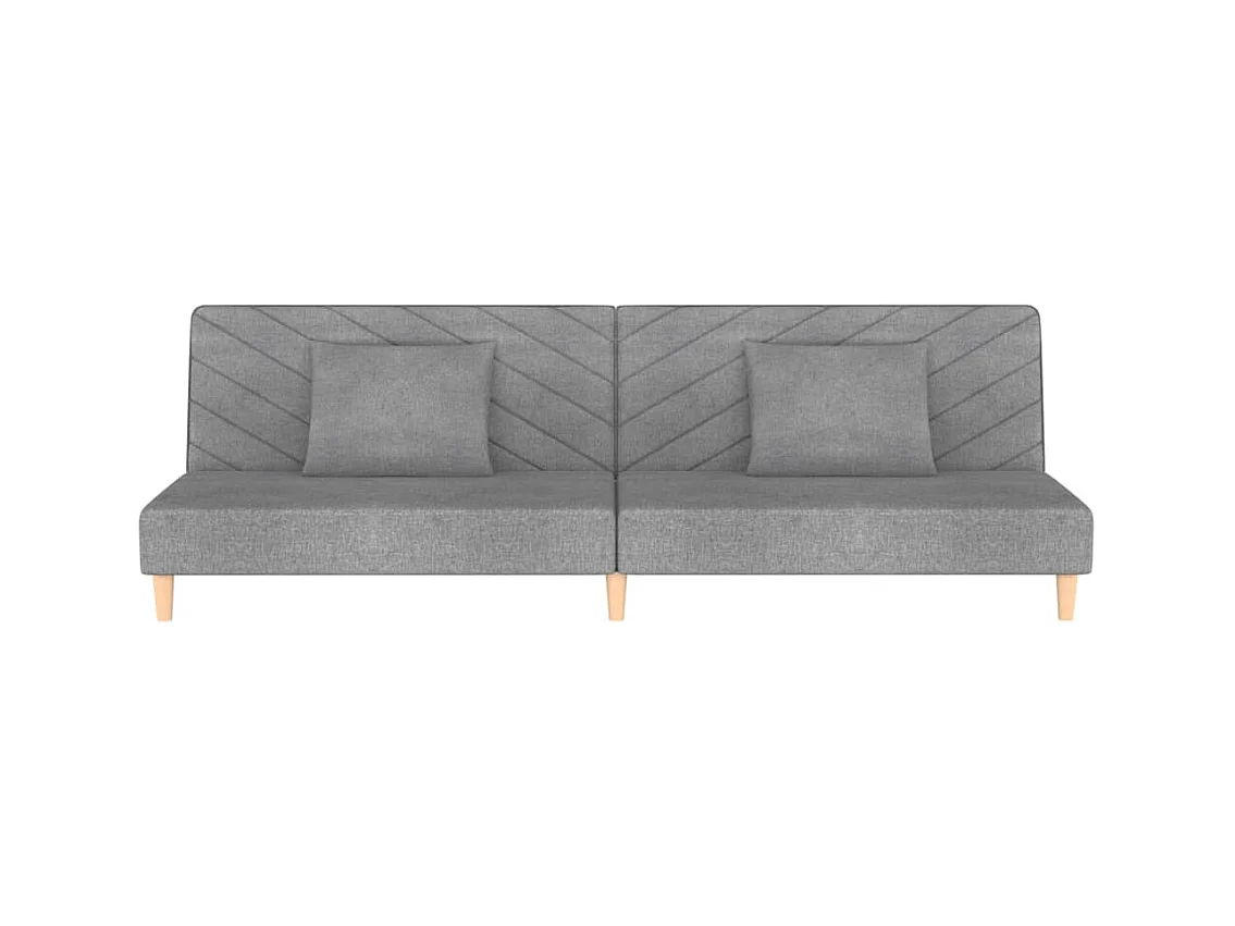 Canapé convertible à 2 places avec deux oreillers gris clair tissu FR59815