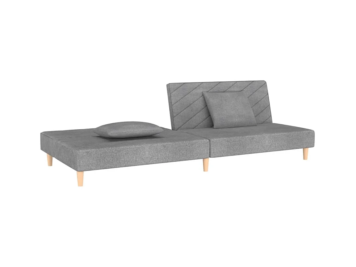 Canapé convertible à 2 places avec deux oreillers gris clair tissu FR59815