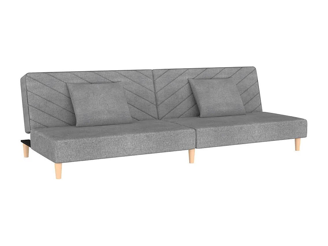Canapé convertible à 2 places avec deux oreillers gris clair tissu FR59815
