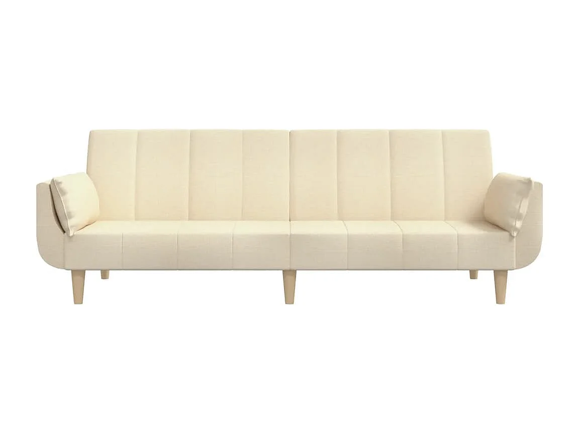Sofá cama de 2 plazas con dos almohadas tela color crema ES378511