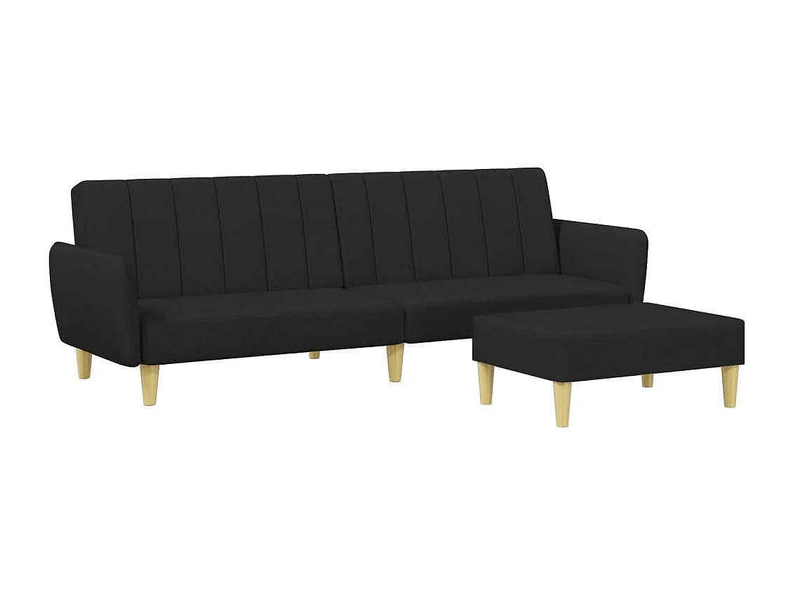 Canapé convertible à 2 places avec repose-pied noir tissu FR88098