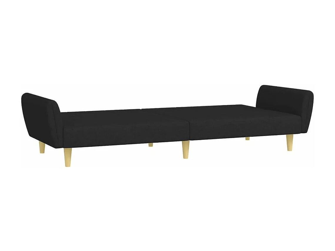 Canapé convertible à 2 places avec repose-pied noir tissu FR88098