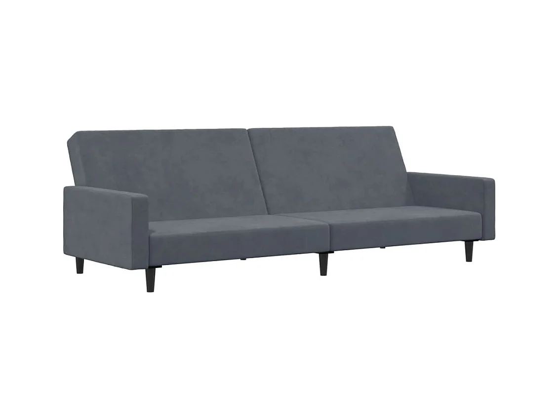 Canapé convertible à 2 places avec repose-pied gris foncé velours FR31996