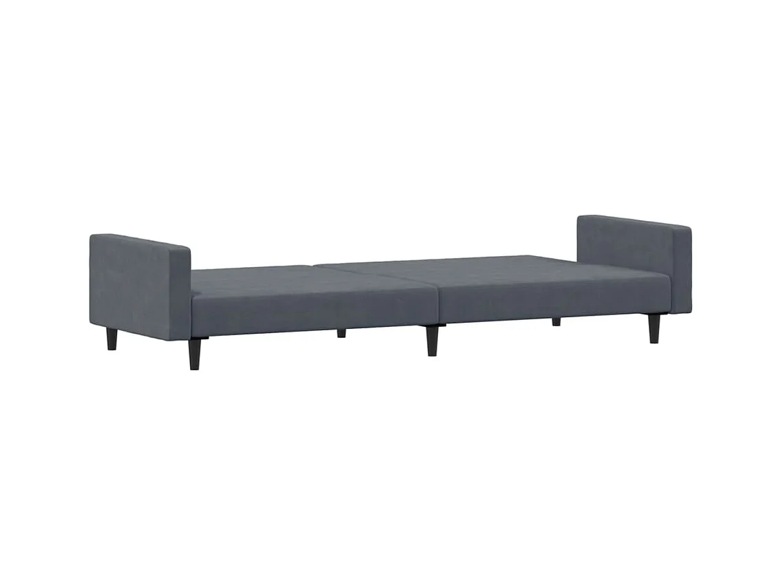 Canapé convertible à 2 places avec repose-pied gris foncé velours FR31996