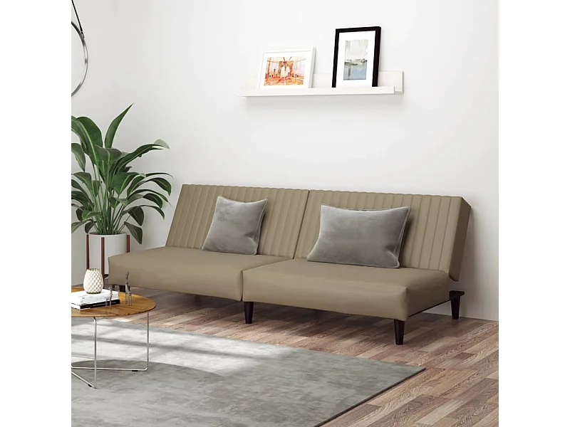 Sofá-cama de 2 lugares couro artificial cappuccino PT225310