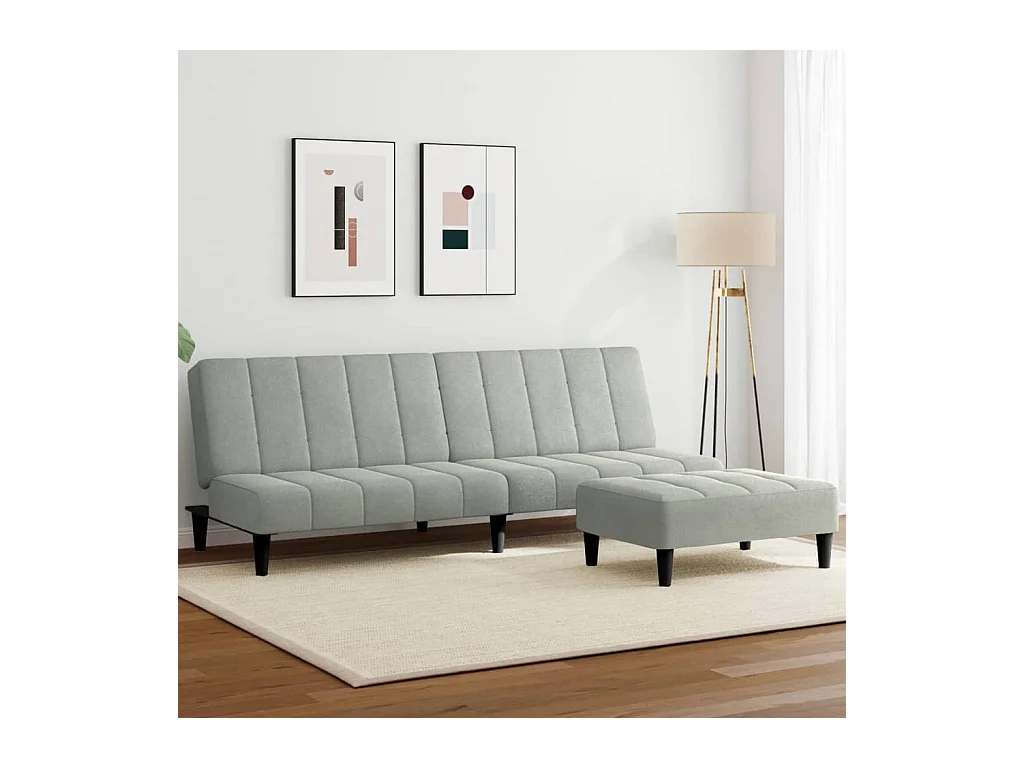 Canapé convertible à 2 places avec repose-pied gris clair velours FR85047