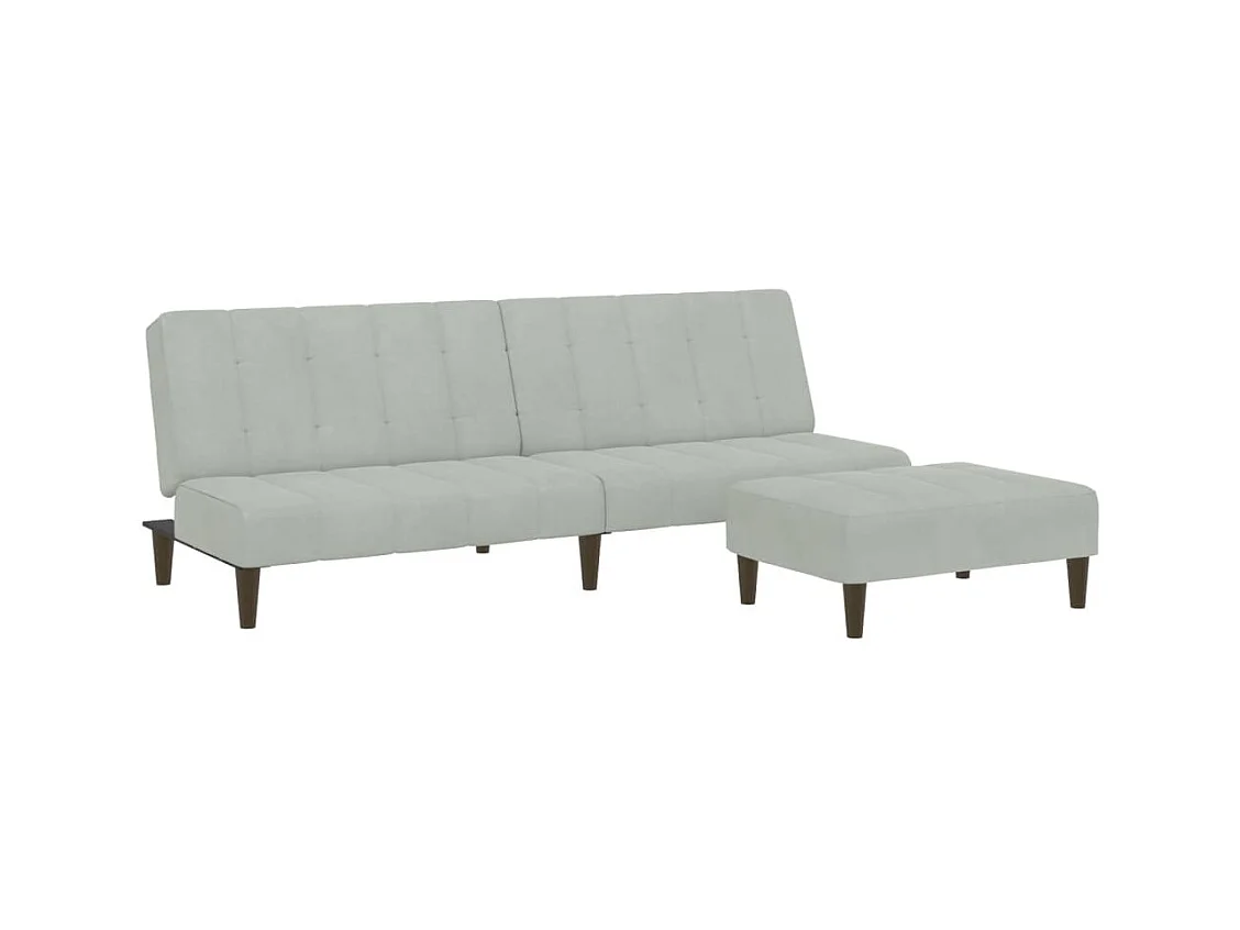 Canapé convertible à 2 places avec repose-pied gris clair velours FR85047