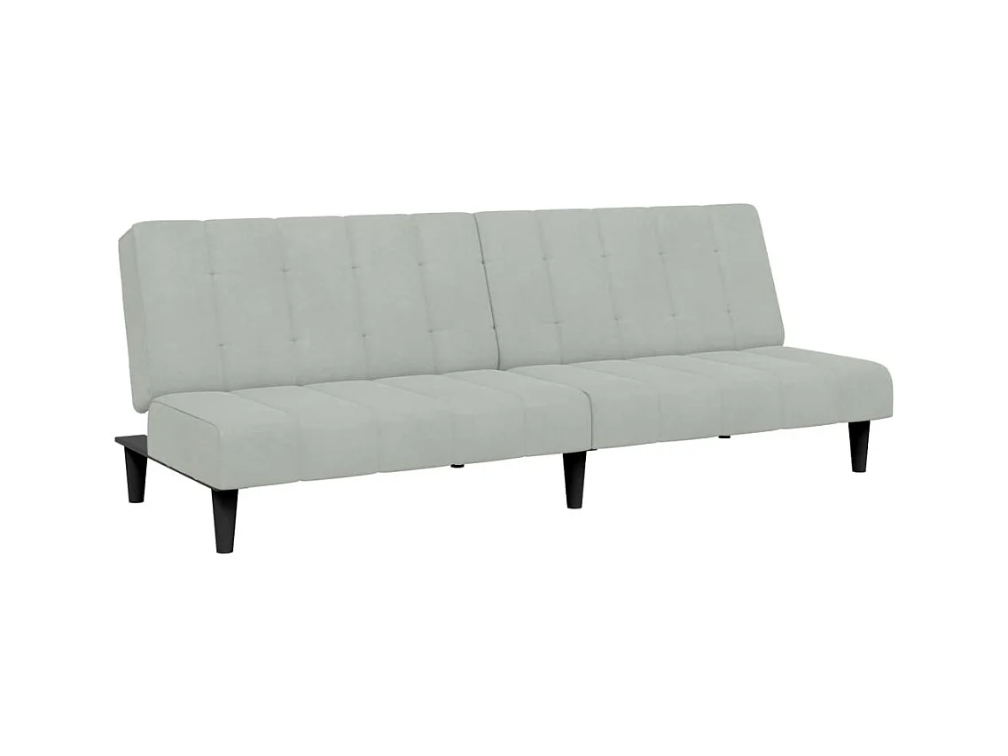 Canapé convertible à 2 places avec repose-pied gris clair velours FR85047