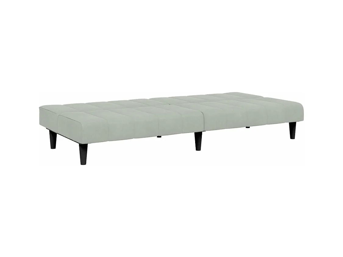 Canapé convertible à 2 places avec repose-pied gris clair velours FR85047