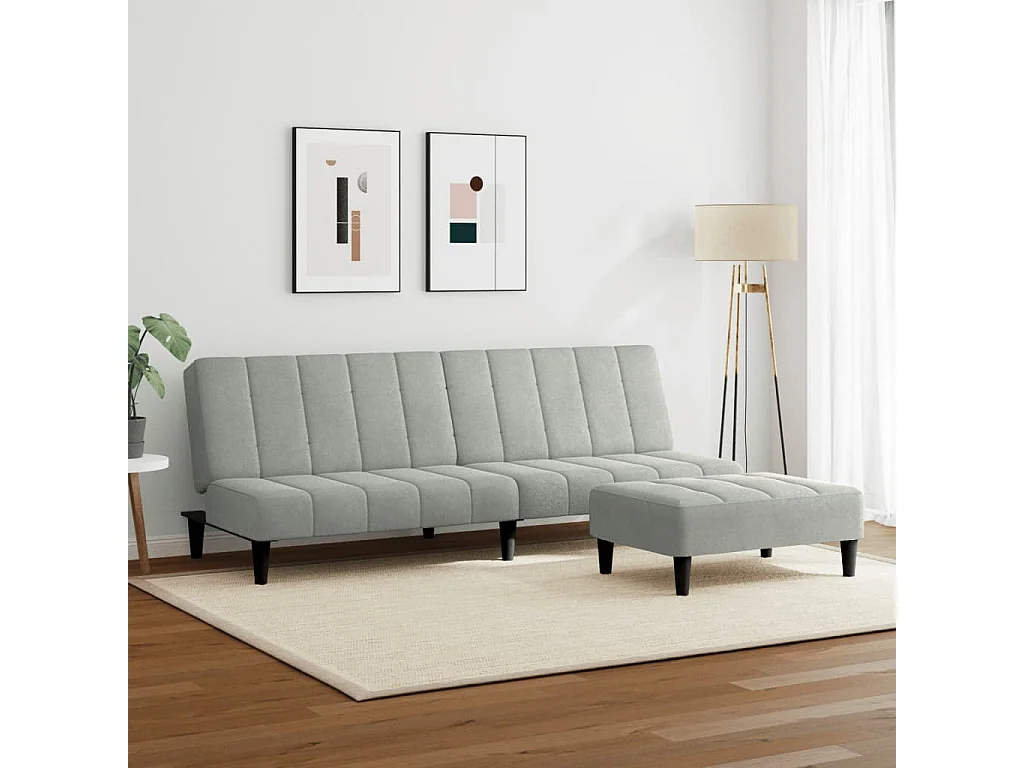 Sofá cama de 2 plazas con taburete terciopelo gris claro ES296106