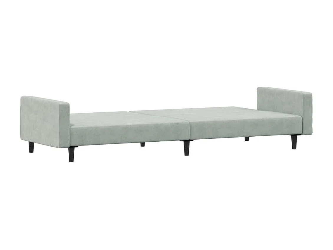 Canapé convertible à 2 places avec repose-pied gris clair velours FR64173