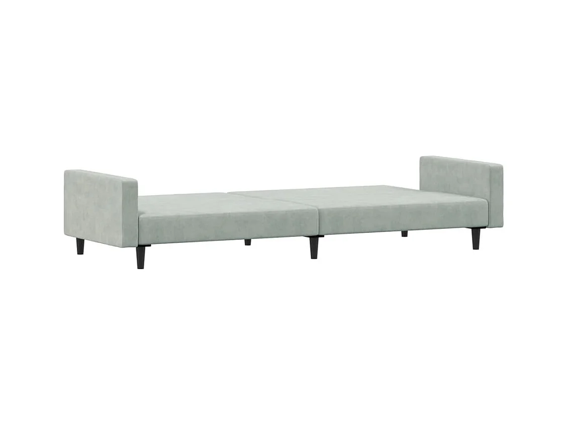 Canapé convertible à 2 places avec repose-pied gris clair velours FR64173