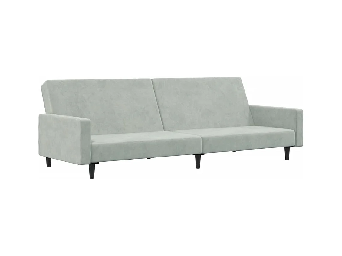 Canapé convertible à 2 places avec repose-pied gris clair velours FR64173