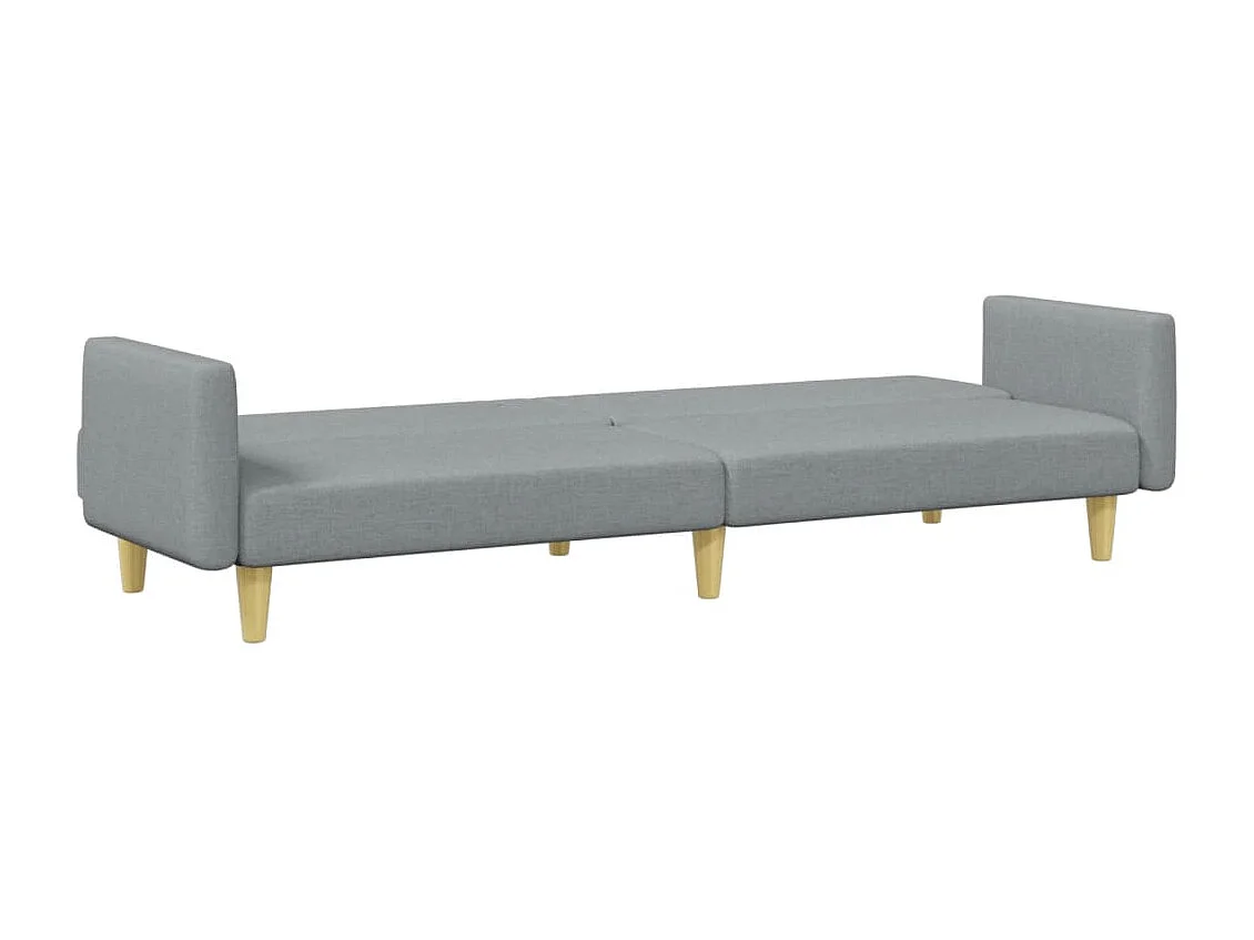 Canapé convertible à 2 places avec repose-pied gris clair tissu FR14409