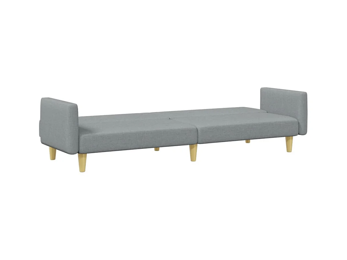 Canapé convertible à 2 places avec repose-pied gris clair tissu FR14409