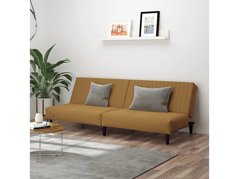Sofá-cama de 2 lugares veludo castanho PT342030