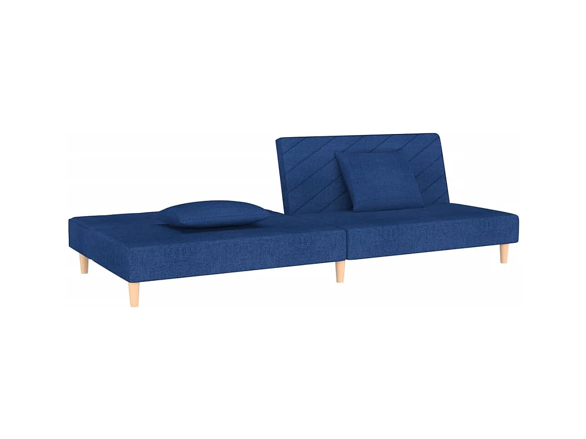 Canapé convertible à 2 places avec deux oreillers bleu tissu FR77930