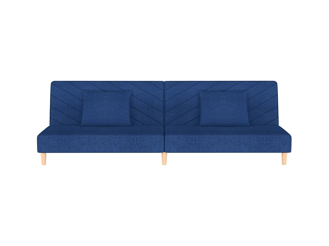 Canapé convertible à 2 places avec deux oreillers bleu tissu FR77930