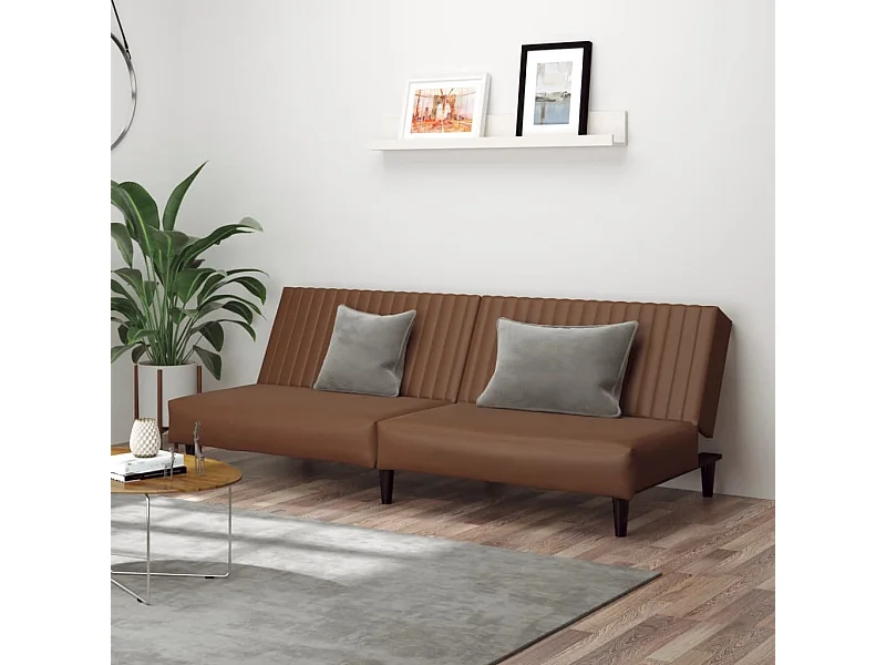 Slaapbank 2-zits kunstleer bruin BE709507