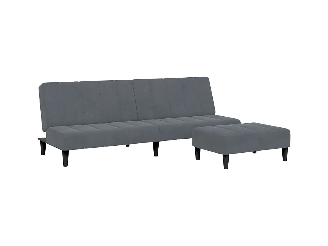 Canapé convertible à 2 places avec repose-pied gris foncé velours FR17771