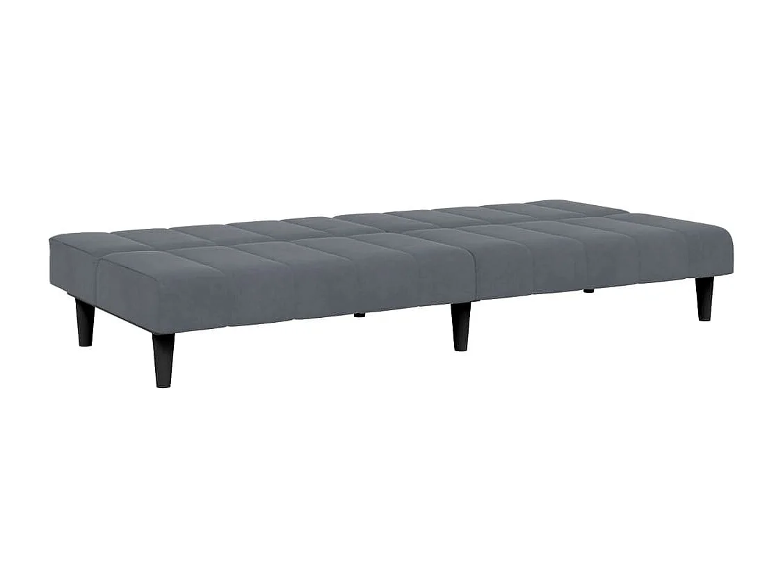 Sofá-cama 2 lugares c/ apoio de pés veludo cinzento-escuro PT163399