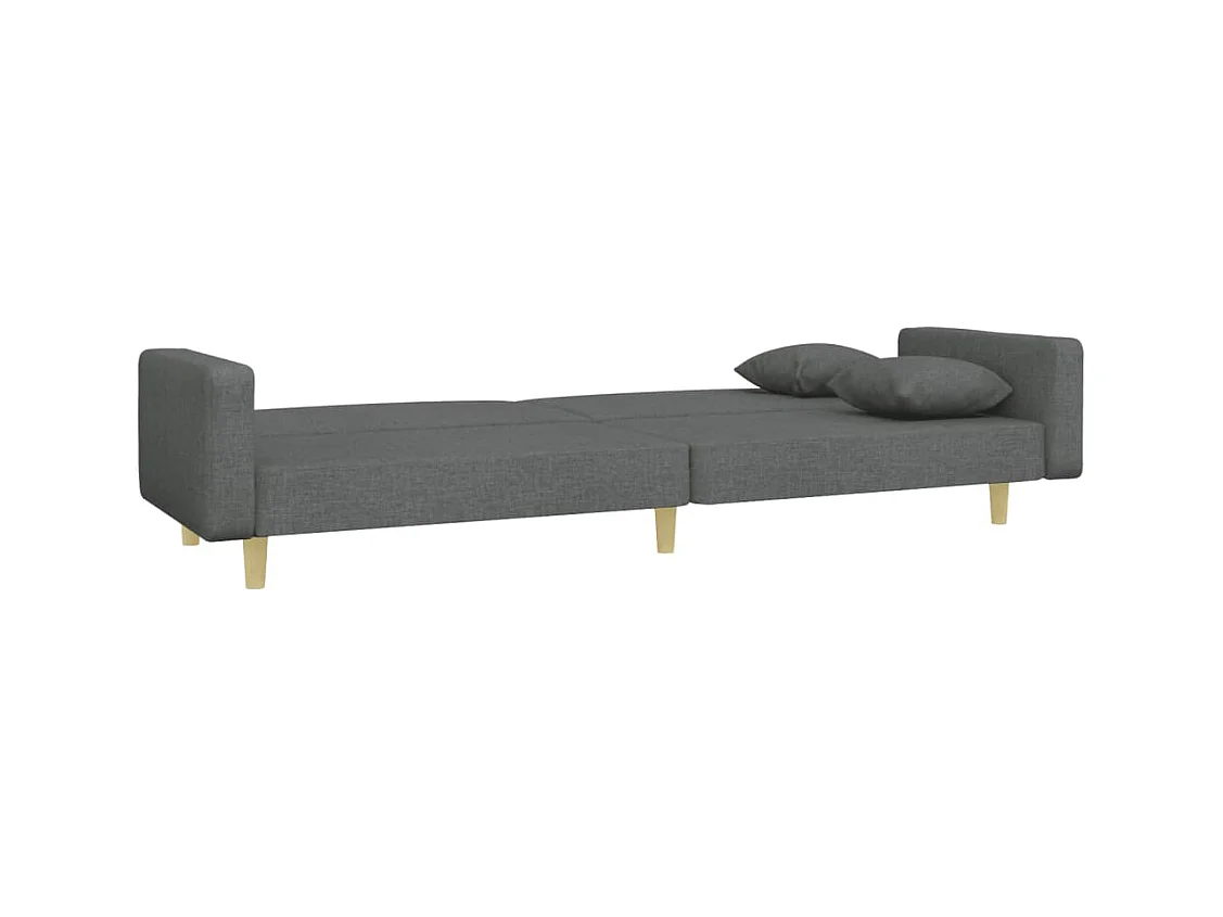 Canapé convertible à 2 places avec repose-pied gris foncé tissu FR24676