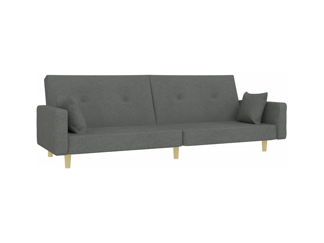 Canapé convertible à 2 places avec repose-pied gris foncé tissu FR24676