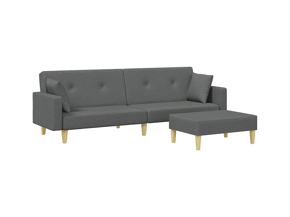 Canapé convertible à 2 places avec repose-pied gris foncé tissu FR24676