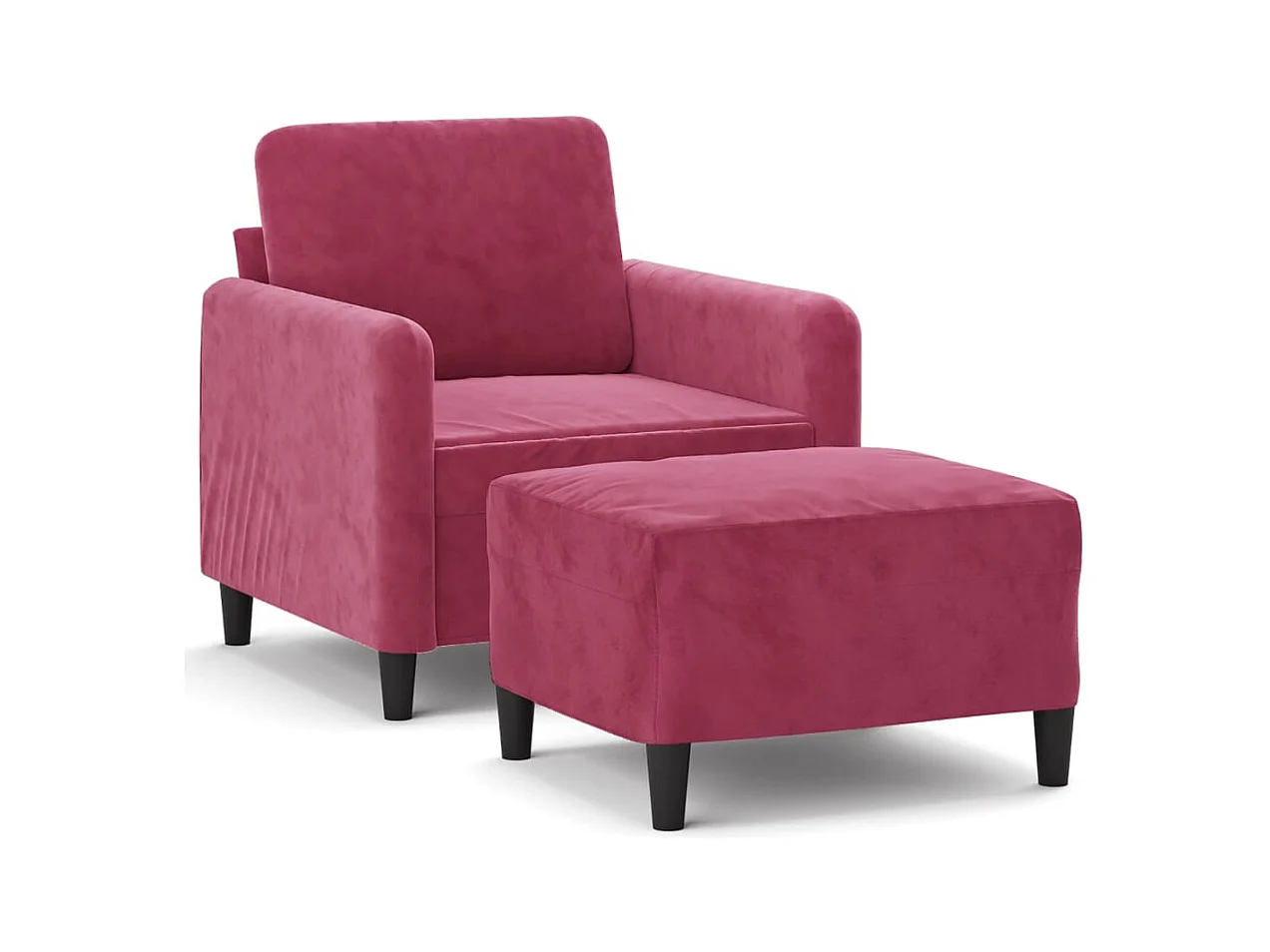Fauteuil avec repose-pied Rouge bordeaux 60 cm Velours FR67004