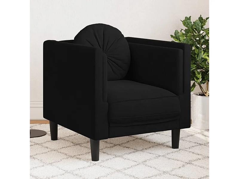 Poltrona com almofadão veludo preto PT381487