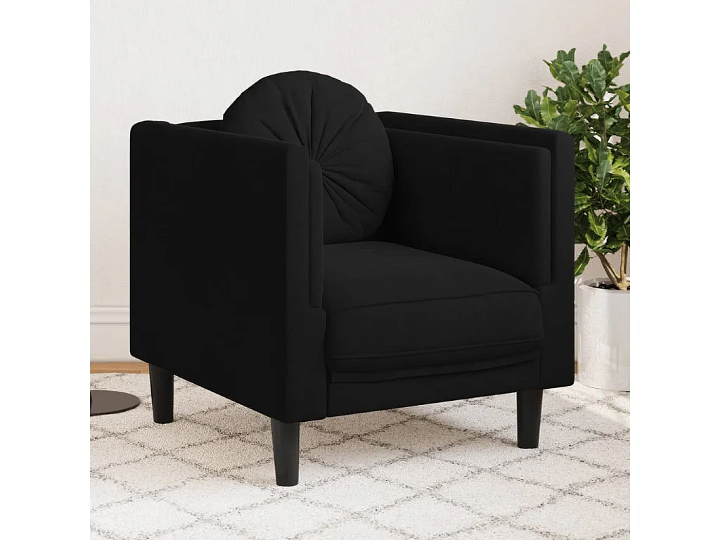 Sillón con cojín terciopelo negro ES322900